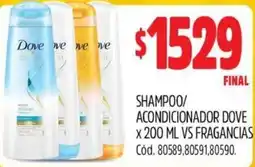 Supermercados Yaguar SHAMPOO/ ACONDICIONADOR DOVE x 200ML VS FRAGANCIAS oferta