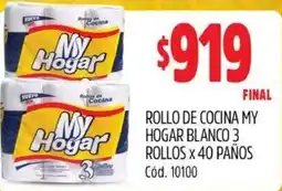 Supermercados Yaguar ROLLO DE COCINA MY HOGAR BLANCO 3 ROLLOS X 40 PAÑOS oferta