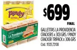 Supermercados Yaguar GALLETITAS LA PROVIDENCIA CRACKERS x 303 GRS/PINDY CRACKER TRIPACK X 306GR oferta