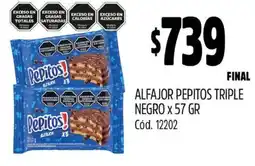 Supermercados Yaguar ALFAJOR PEPITOS TRIPLE NEGRO x 57GR oferta