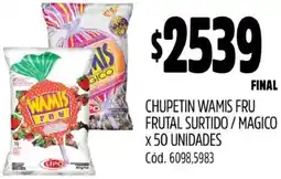 Supermercados Yaguar CHUPETIN WAMIS FRU FRUTAL SURTIDO / MAGICO x 50 UNIDADES oferta