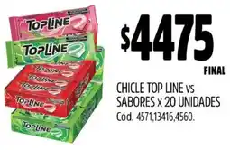 Supermercados Yaguar CHICLE TOP LINE vs SABORES x 20 UNIDADES oferta