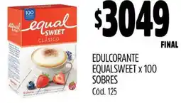 Supermercados Yaguar EDULCORANTE EQUALSWEET x 100 SOBRES oferta
