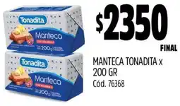 Supermercados Yaguar MANTECA TONADITA X 200GR oferta