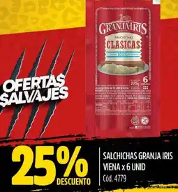 Supermercados Yaguar SALCHICHAS GRANJA IRIS VIENA x 6 UNID oferta