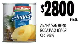 Supermercados Yaguar ANANÁ SAN REMO RODAJAS X 836GR oferta