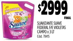 Supermercados Yaguar SUAVIZANTE SUAVE FEDERAL F/E VIOLETAS CAMPO X 3LT oferta