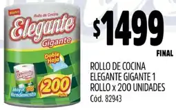Supermercados Yaguar ROLLO DE COCINA ELEGANTE GIGANTE 1 ROLLO x 200 UNIDADES oferta