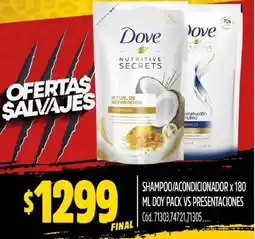 Supermercados Yaguar SHAMPOO/ACONDICIONADOR X 180ML DOY PACK VS PRESENTACIONES oferta
