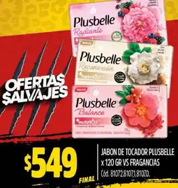 Supermercados Yaguar JABON DE TOCADOR PLUSBELLE x 120GR VS FRAGANCIAS oferta