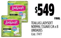 Supermercados Yaguar TOALLAS LADYSOFT NORMAL T.SUAVE C/A X 8 UNIDADES oferta