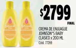 Supermercados Yaguar CREMA DE ENJUAGUE JOHNSON'S BABY CLASICO x 200ML oferta