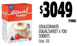 Supermercados Yaguar EDULCORANTE EQUALSWEET x 100 SOBRES oferta