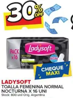 Carrefour Maxi LADYSOFT TOALLA FEMENINA NORMAL NOCTURNA X 16 UNI oferta
