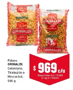 Cooperativa Obrera Fideos GRIMALDI, Celentano, Tirabuzón o Mostachol, 500 g oferta