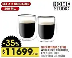 Coto HOME STUDIO VASOS DE CAFE VIDRIO DOBLE, X 2 U. oferta