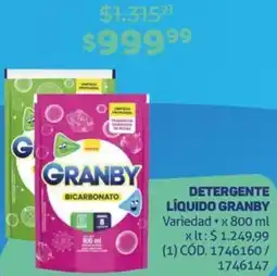 Makro DETERGENTE LÍQUIDO GRANBY Variedad x 800ml oferta