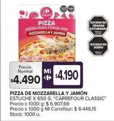 Carrefour Maxi Carrefour - classic pizza de mozzarella y jamón oferta