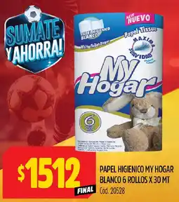 Supermercados Yaguar PAPEL HIGIENICO MY HOGAR BLANCO 6 ROLLOS X 30 MT oferta