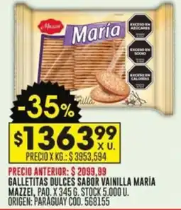 Coto GALLETITAS DULCES SABOR VAINILLA MARÍA MAZZEI, PAQ. X 345G oferta