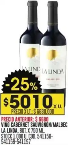 Coto VINO CABERNET SAUVIGNON/MALBEC LA LINDA, BOT. X 750ML oferta