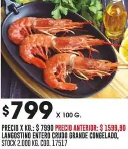 Coto LANGOSTINO ENTERO CRUDO GRANDE CONGELADO X 100G oferta