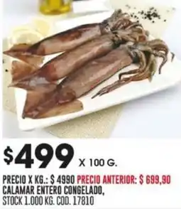 Coto CALAMAR ENTERO CONGELADO X 100G oferta