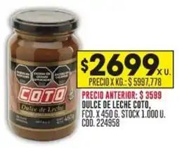 Coto DULCE DE LECHE COTO, FCO. X 450G oferta