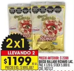 Coto QUESO RALLADO RICHARD LAC, PAQ. X 120G oferta