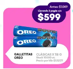 Supermercados Tadicor GALLETITAS OREO CLÁSICAS X 118 G oferta