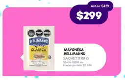Supermercados Tadicor MAYONESA HELLMANNS SACHET X 118 G oferta