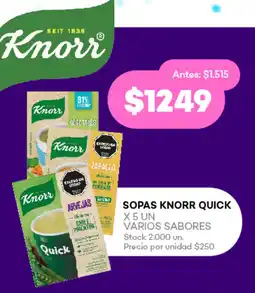 Supermercados Tadicor SOPAS KNORR QUICK X 5 UN VARIOS SABORES oferta