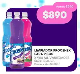 Supermercados Tadicor LIMPIADOR PROCENEX PARA PISOS X 900 ML VARIEDADES oferta