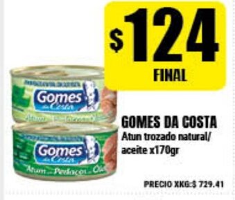 Supermayorista Vital Gomes da Costa Atun trozado natural/aceite x170gr oferta