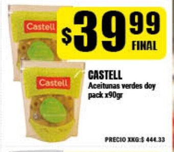 Supermayorista Vital Castell Aceitunas verdes doy pack x90gr oferta