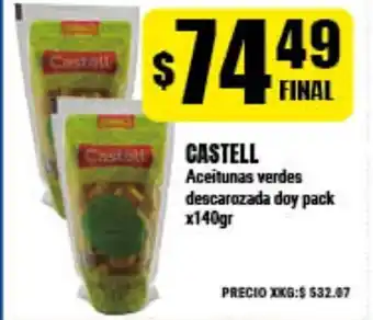 Supermayorista Vital Castell Aceitunas verdes descarozada doy pack x140gr oferta