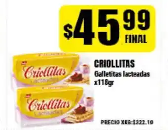 Supermayorista Vital Criollitas Galletitas lacteadas x118gr oferta