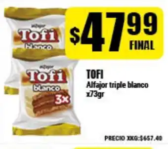 Supermayorista Vital Tofi Alfajor triple blanco x73gr oferta