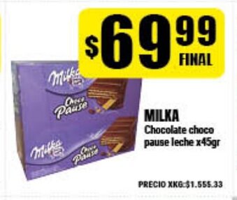 Supermayorista Vital Milka Chocolate choco pause leche x45gr oferta
