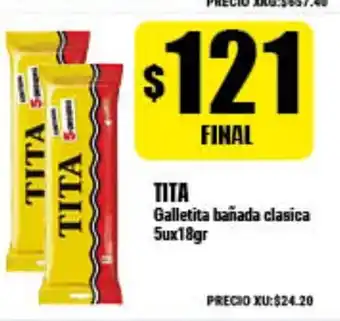 Supermayorista Vital Tita Galletita bañada clásica 5ux18gr oferta