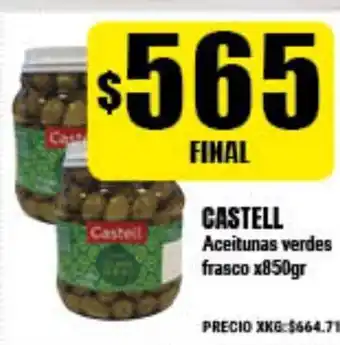 Supermayorista Vital Castell Aceitunas verdes frasco x850gr oferta