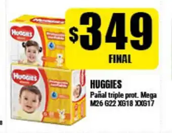 Supermayorista Vital Huggies Pañal triple prot. Mega M26 G22 XG18 XXG17 oferta