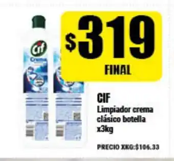 Supermayorista Vital Cif Limpiador crema clásico botella x3kg oferta