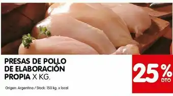 Disco Presas de pollo x kg -25% oferta