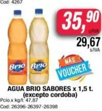 Maxiconsumo Brio Agua Sabores x 1,5t. (excepto cordoba) oferta