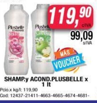 Maxiconsumo Plusbelle Shamp.y Acond. x 1 lt oferta