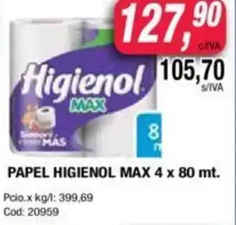 Maxiconsumo Higienol Max Papel x 4 x 80mt oferta