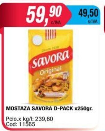 Maxiconsumo Savora Mostaza D.P x 250gr oferta
