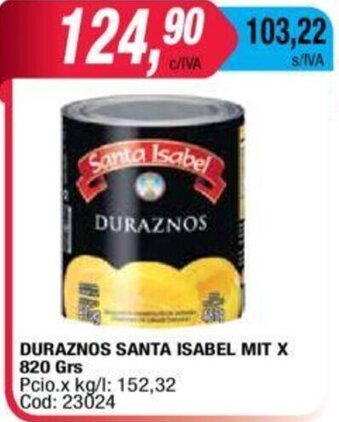 Maxiconsumo Santa Isabel Duraznos Mit x 820grs oferta