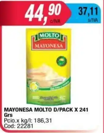 Maxiconsumo Molto Mayonesa D/Pack x 241grs oferta